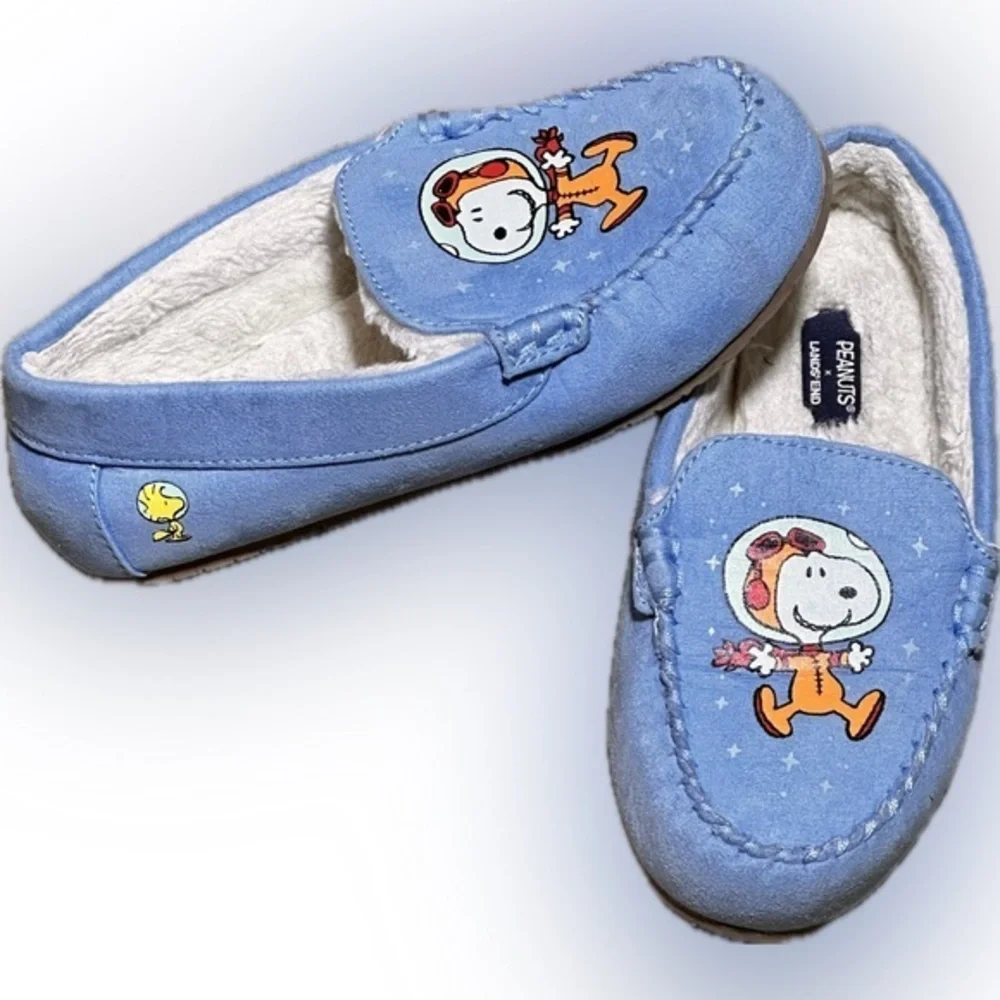 Lands' End X Peanuts Kids Slippers with Snoopy and Woodstock Youth 2M